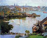 Edward Henry Potthast Canvas Paintings - Harbor Village